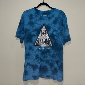 Def Leppard Rock of Ages Blue Tie Dye Rock TShirt Men's Size XXL Unisex